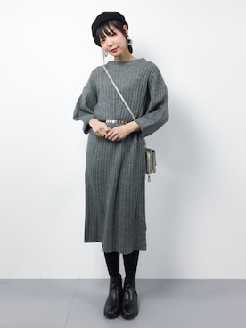 「STRAWBERRY-FIELDS（ストロベリーフィールズ）のアイテム（ワンピース/ドレス）」を使った、ambiさん（レディース・160cm）の冬コーディネート