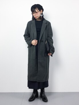 「rps（アールピーエス）のアイテム（チェスターコート）」を使った、ambiさん（レディース・160cm）の冬コーディネート