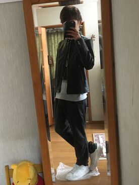 「BACK NUMBER（バックナンバー）のアイテム（ライダースジャケット）」を使った、Tsutomu さん（メンズ・168cm）の秋コーディネート