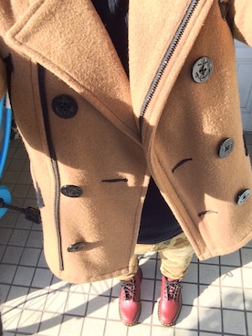 「お買い物」｜「アイテム（ピーコート）」を使った、Mikuさん（レディース・155cm）の冬コーディネート