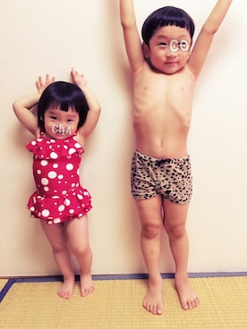 「Mini Rodini（ミニロディーニ）のアイテム（水着/着物・浴衣）」を使った、coha-chan2さん（キッズ・100cm）の夏コーディネート