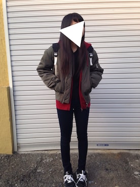 「DHOLIC（ディーホリック）のアイテム（その他アウター）」を使った、miyu_uさん（レディース・156cm）の冬コーディネート