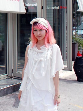 「silk/cotton top（その他トップス、ホワイト系）」を使った、moinonplusさん（レディース）の春コーディネート