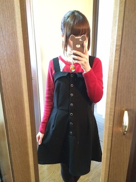 「Heather（ヘザー）のリップルビスチェワンピース　535708（ワンピース、ブラック系）」を使った、yurikko2828さん（レディース・154cm）の春コーディネート