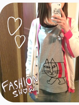 「UNIQLO（ユニクロ）のUNIQLO×リサラーソンTシャツ（Tシャツ/カットソー、グレー系）」を使った、yurikko2828さん（レディース・154cm）の春コーディネート