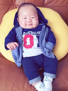 「api baby（アピ―ベビー）のアイテム」を使った、ARATAさん（キッズ・60cm）の秋コーディネート