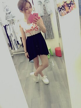 「アイテム（ワンピース、ピンク系）」を使った、路菲さん（レディース・151cm）の春コーディネート