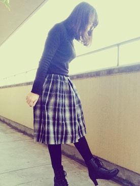 「黒ニット」｜®️!SＡさん（レディース・148cm）の冬コーディネート