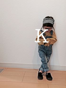「outfit」｜「アイテム（サロペット/オーバーオール）」を使った、kannaaa_sさん（キッズ・90cm）の秋コーディネート