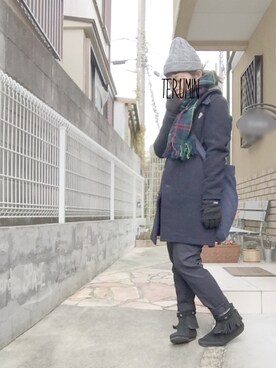 「コーディネート」｜「アイテム（モカシン/デッキシューズ）」を使った、teruminさん（レディース・151cm）の冬コーディネート
