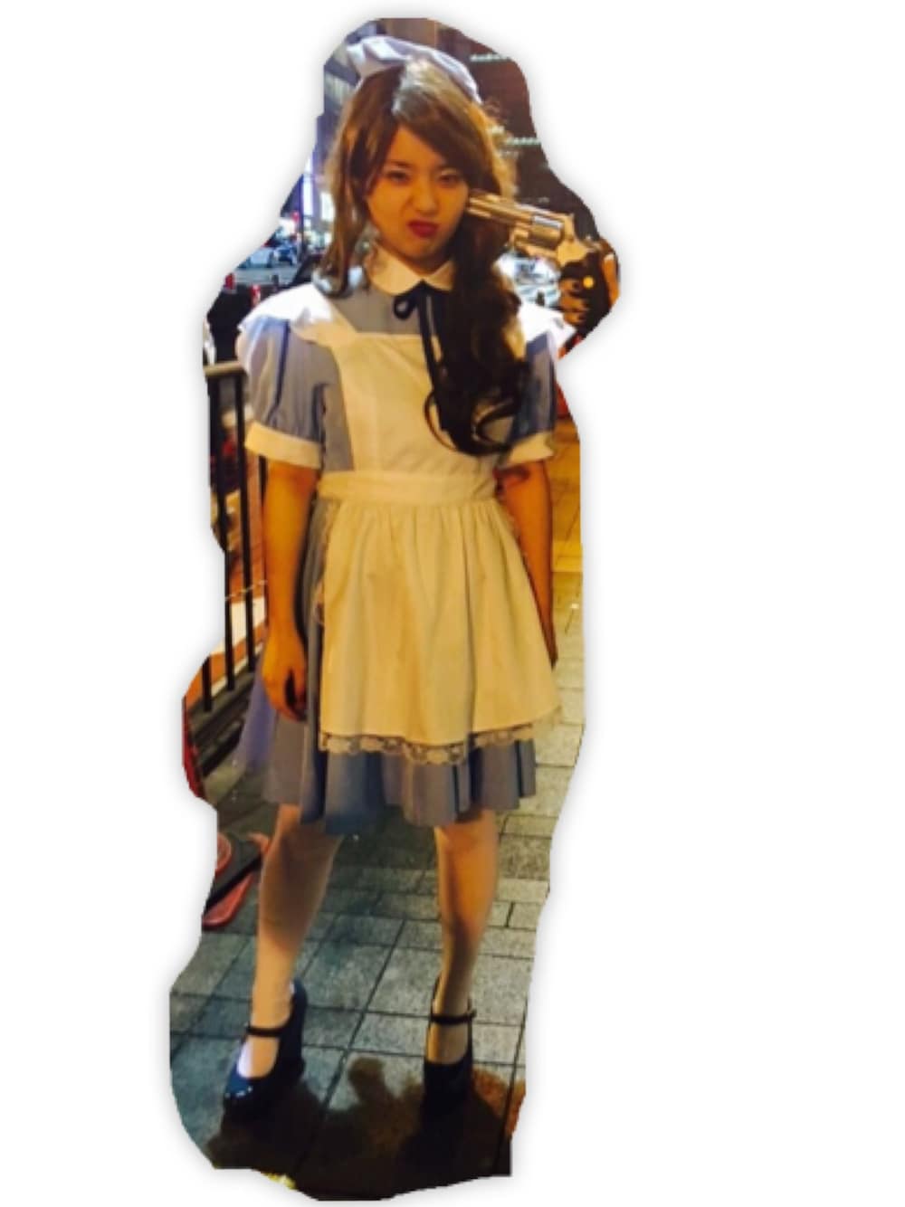 「新宿、ハロウィン、halloween、ふしぎの国のアリス、アリス、コスプレ、なってみた、渋谷」｜「ドン・キホーテのアイテム（ワンピース、ブルー系）」を使った、あゆみ。さん（レディース・152cm）の秋コーディネートの1枚目の写真