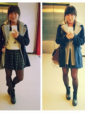 「blue」｜「アイテム（ダウンジャケット/コート）」を使った、Miyuさん（レディース・150cm）の冬コーディネート