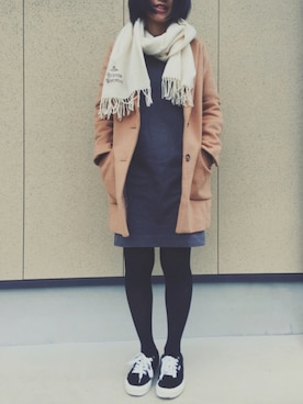 「RNA」｜「アイテム（チェスターコート）」を使った、MIKAさん（レディース・160cm）の冬コーディネート