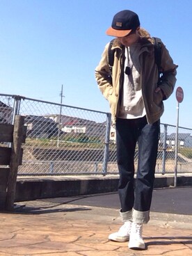 「OLD NAVY（オールドネイビー）のアイテム（帽子）」を使った、Y.Hさん（メンズ・175cm）の春コーディネート