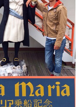 「AVIREX（アヴィレックス）のアイテム（ミリタリージャケット、ベージュ系）」を使った、宏さん（メンズ・170cm）の冬コーディネート