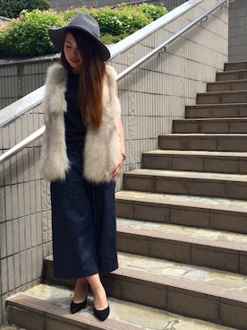 「アイテム（Tシャツ/カットソー、ブラック系）」を使った、Yo-koさん（レディース・151cm）の夏コーディネート