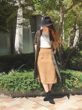 「アイテム（ステンカラーコート）」を使った、Yo-koさん（レディース・151cm）の夏コーディネート