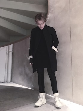 「RICK OWENS」｜「アイテム（フォーマルスーツ/小物）」を使った、jiroleeさん（メンズ・175cm）の冬コーディネート