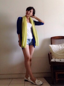 「PAZZO（パッゾ）のアイテム（その他シューズ、ホワイト系）」を使った、Stella Huang さん（レディース・168cm）の夏コーディネート