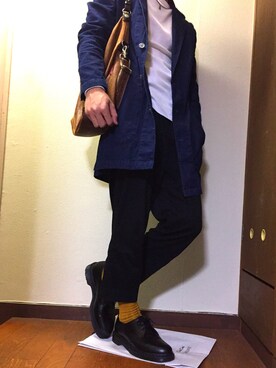 「SPINNS（スピンズ）のアイテム（ステンカラーコート）」を使った、S.Tさん（メンズ・168cm）の秋コーディネート