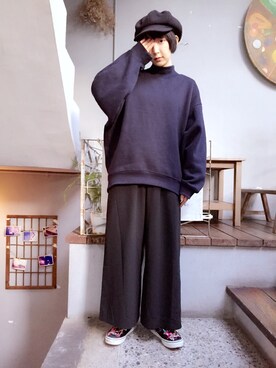 「アイテム（キャスケット）」を使った、山東さん（レディース・156cm・20代）の冬コーディネート