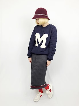「working style」｜「アイテム（スウェット）」を使った、山東さん（レディース・156cm）の冬コーディネート