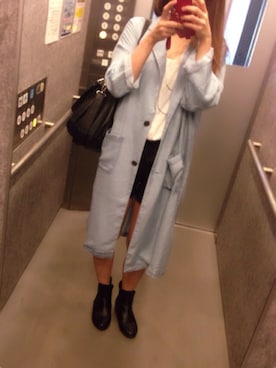 「ロングジャケット」｜「アイテム（デニムジャケット）」を使った、chalaneさん（レディース・158cm）の春コーディネート