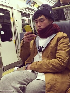 「HERE'S（HERE'S）のアイテム（チェスターコート）」を使った、kaitoさん（メンズ・167cm）の冬コーディネート