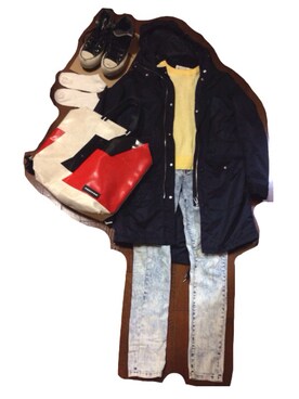 「H&M（エイチ・アンド・エム）のアイテム（ナイロンジャケット）」を使った、なまけものさん（レディース・149cm）の春コーディネート