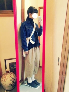 「黒タートルネック」｜「アイテム（その他シューズ）」を使った、hmnさん（レディース・161cm）の冬コーディネート