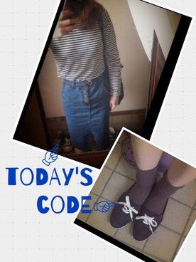 「INGNI（イング）のボーダートップス（Tシャツ/カットソー、ホワイト系）」を使った、Ha-tanさん（レディース・159cm）の春コーディネート
