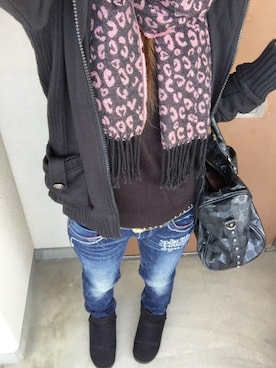 「RED PEPPER（レッドペッパー）のアイテム（パンツ）」を使った、AYANOさん（レディース・153cm）の冬コーディネート