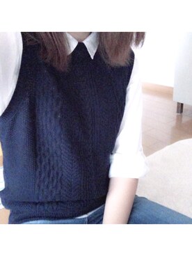 「SEVENDAYS=SUNDAY（セブンデイズサンデイ）のアイテム（ニット/セーター、ブルー系）」を使った、mayoさん（レディース・159cm）の秋コーディネート