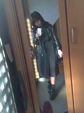 「no brand（ノーブランド）のアイテム（ワンピース、ブラック系）」を使った、mayoさん（レディース・159cm）の秋コーディネート