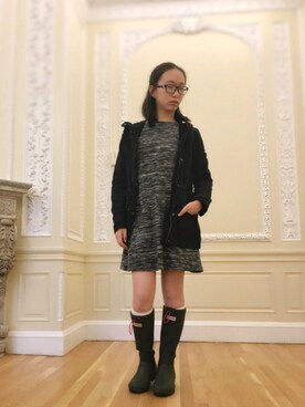 「Abercrombie&Fitch（アバークロンビーアンドフィッチ）のアイテム（ミリタリージャケット）」を使った、Jenny Shiさん（レディース・160cm）の秋コーディネート