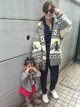 「カウチン」｜「アイテム（つなぎ/オールインワン）」を使った、とんみさん（レディース・168cm）の秋コーディネート