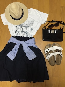 「m second（エムセカンド）のアイテム（帽子）」を使った、Mihoさん（レディース・167cm）の夏コーディネート