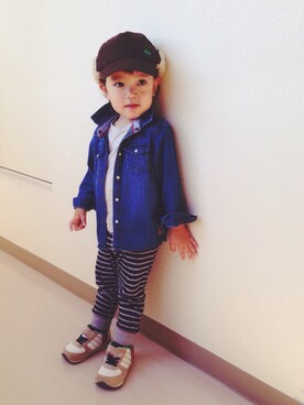 「NIKE（ナイキ）のアイテム（ハット、ブラウン系）」を使った、YUUUUUTさん（キッズ・130cm）の秋コーディネート