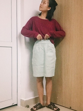「H&M（エイチ・アンド・エム）のアイテム（ビーチサンダル）」を使った、桜さん（レディース・159cm）の秋コーディネート