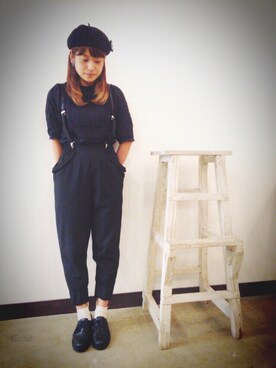 「アイテム（サスペンダー）」を使った、さとさん（レディース・157cm）の秋コーディネート