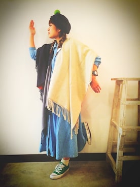 「アイテム（その他、グリーン系）」を使った、さとさん（レディース・157cm）の秋コーディネート