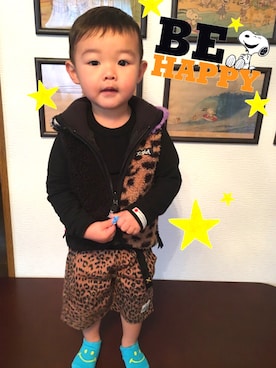 「アイテム（ダウンベスト、その他）」を使った、taku◡̈⃝acomamaさん（キッズ・80cm）の春コーディネート