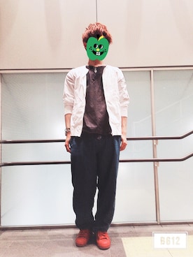 「ZIP FIVE（ジップファイブ）のアイテム（ノーカラージャケット）」を使った、DaiKiさん（メンズ・172cm）の夏コーディネート