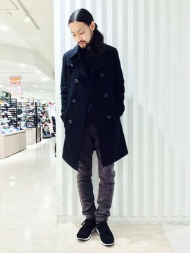 「スエット」｜「アイテム（トレンチコート）」を使った、bunsanさん（メンズ・178cm）の冬コーディネート