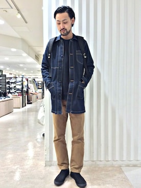「花見コーデ」｜「アイテム（カバーオール）」を使った、bunsanさん（メンズ・178cm）の冬コーディネート