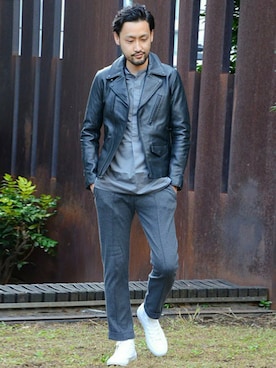 MORGAN HOMMEのライダースジャケットを使った人気ファッション