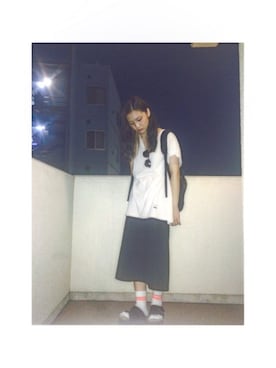 「TOPMAN（トップマン）のアイテム（レッグウェア）」を使った、ア ヤさん（レディース・166cm）の夏コーディネート