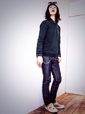 「Sympathy of Soul（シンパシーオブソウル）のアイテム（ウォレットチェーン）」を使った、ゆうぞー▼▲▼▲さん（メンズ・175cm）の冬コーディネート