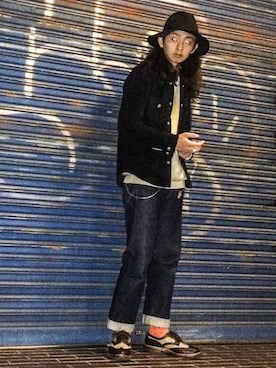 「tricker's」｜「アイテム（ライダースジャケット）」を使った、ゆうぞー▼▲▼▲さん（メンズ・175cm）の秋コーディネート