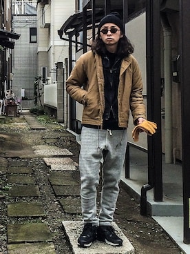 「Buzz Rickson's（バズリクソンズ）のアイテム（ブルゾン）」を使った、ゆうぞー▼▲▼▲さん（メンズ・175cm）の冬コーディネート